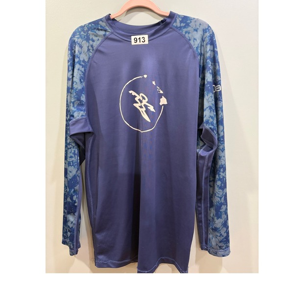 Da Hui Other - Da Hui Mens XXL Rash Guard Long Sleeve Blue Tie Dye Surfer Hawaii Swim Shirt